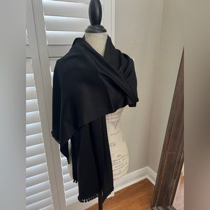 BAJRA pompom trim cashmere/silk scarf